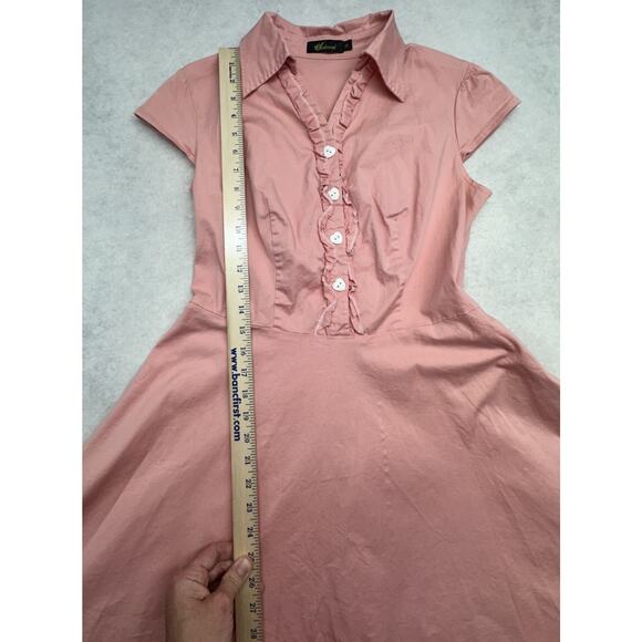 Womens Wedtrend Pink Peach Size XL Vintage Style Heart Button Swing Dress Cotton - Picture 5 of 9